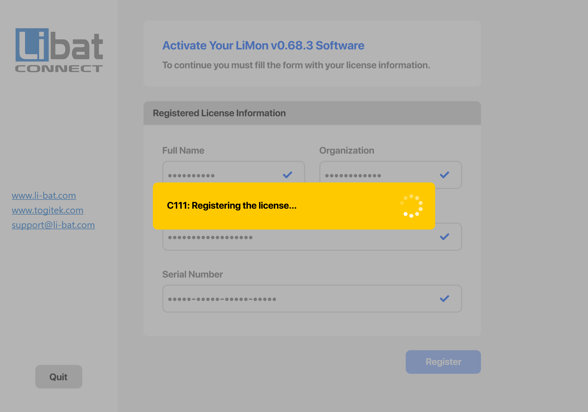 Activating the Licence