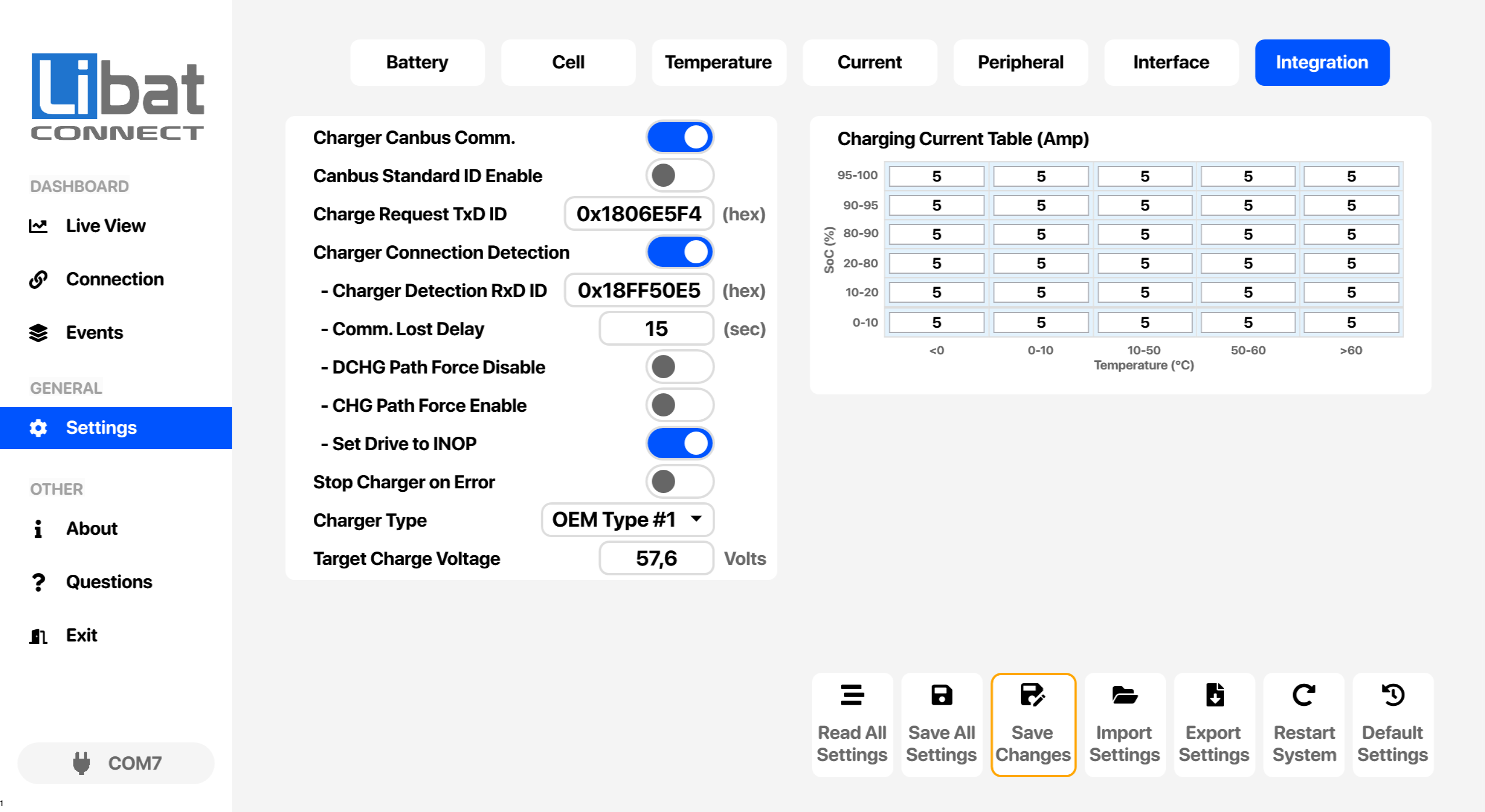 Fig.7.7.1: Integration Settings Screen